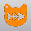 Móc khóa hình đầu mèo và xương cá dễ thương (3D Printable) - Thumbnail 1