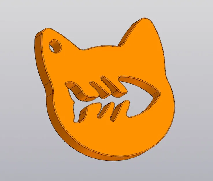 Móc khóa hình đầu mèo và xương cá dễ thương (3D Printable) - Image 2