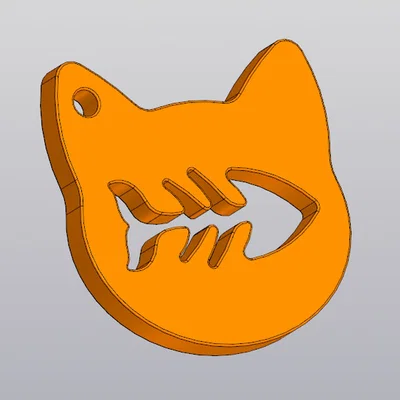 Móc khóa hình đầu mèo và xương cá dễ thương (3D Printable)