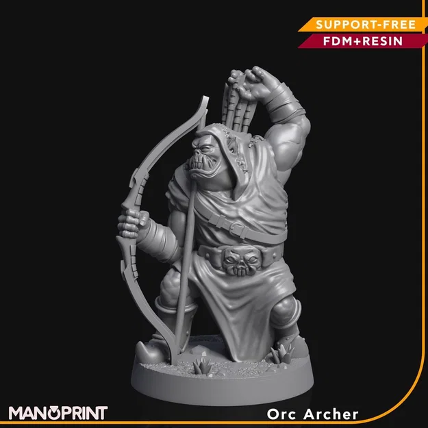 Orc Cung Thủ, Mô Hình Thu Nhỏ Fantasy, Thiết Kế Không Cần Support - Image 3