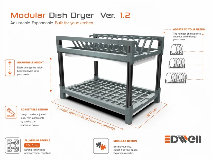 Kệ Úp Chén Dĩa Lắp Ghép (Modular Dish Drying Rack) - Image 1