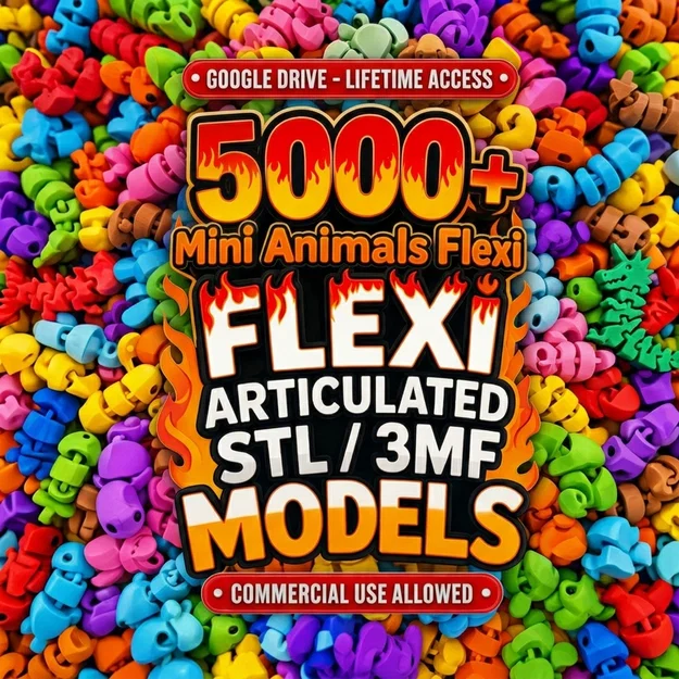 Bộ Sưu Tập 5000+ Mô Hình Flexi Mini Animals (STL & 3MF) | Mô Hình Khớp Nối & Móc Khóa - Image 1