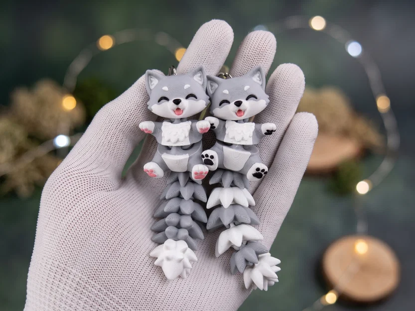 Mô Hình Sói Con Flexi Đáng Yêu - Đồ Chơi Khớp Nối, Móc Khóa và Nam Châm - Image 2