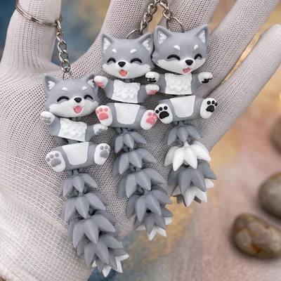 Mô Hình Sói Con Flexi Đáng Yêu - Đồ Chơi Khớp Nối, Móc Khóa và Nam Châm