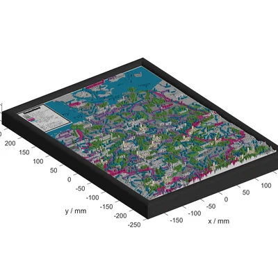 Bản đồ địa hình 3D nước Đức dạng mảnh ghép