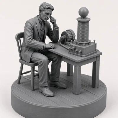 Mô hình 3D Nikola Tesla và cỗ máy điện từ độc đáo