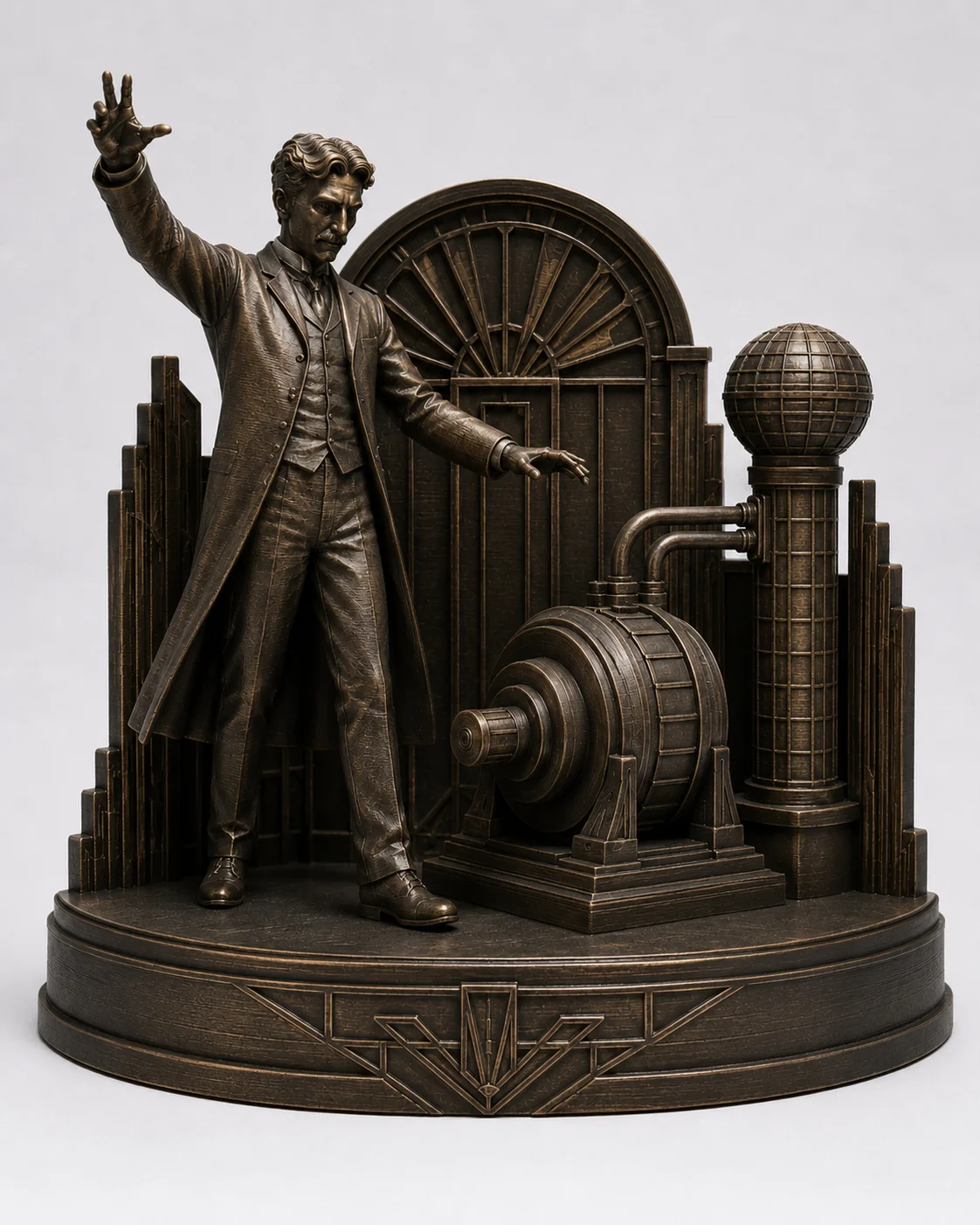 Mô hình tượng Nikola Tesla phong cách Art Deco nghệ thuật i… 1