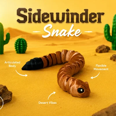 Rắn Sidewinder - Mô hình khớp nối 3D | Móc khóa in liền khối | Không cần support