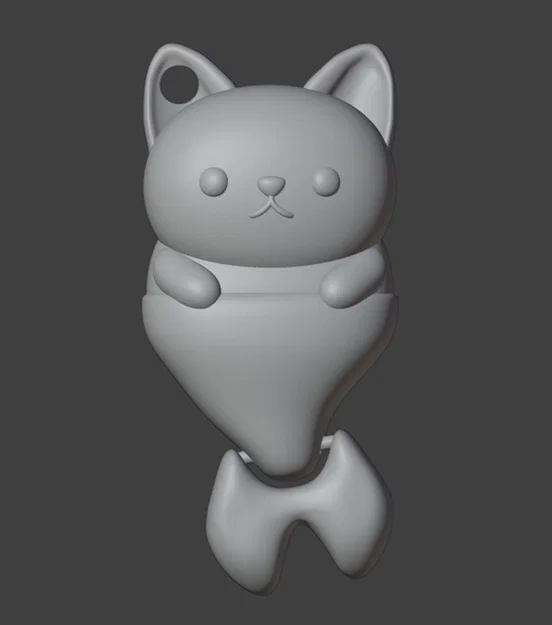 Móc khóa mèo tiên cá cử động dễ thương - File in 3D độc đáo - Image 3