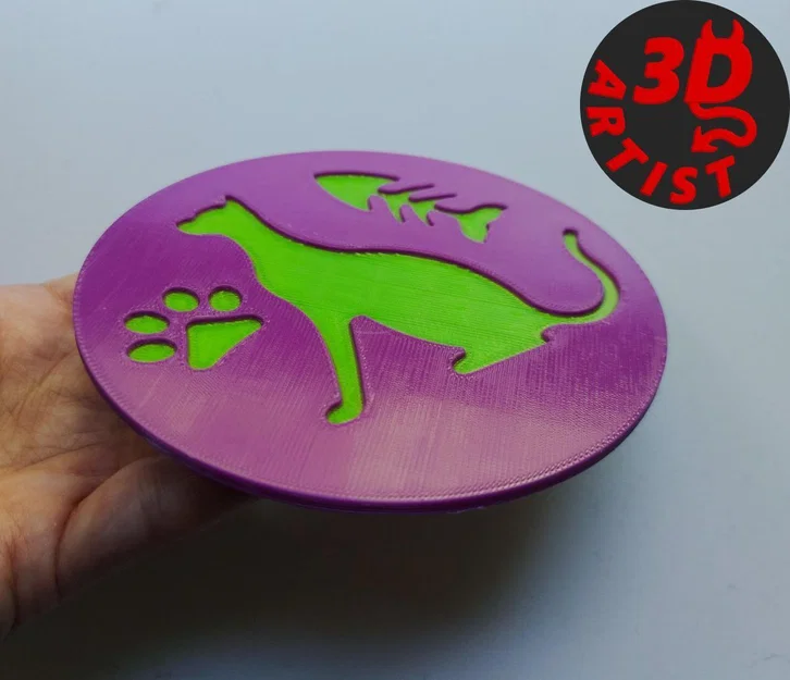 Miếng lót cốc hình mèo dễ thương in 3D - Image 2