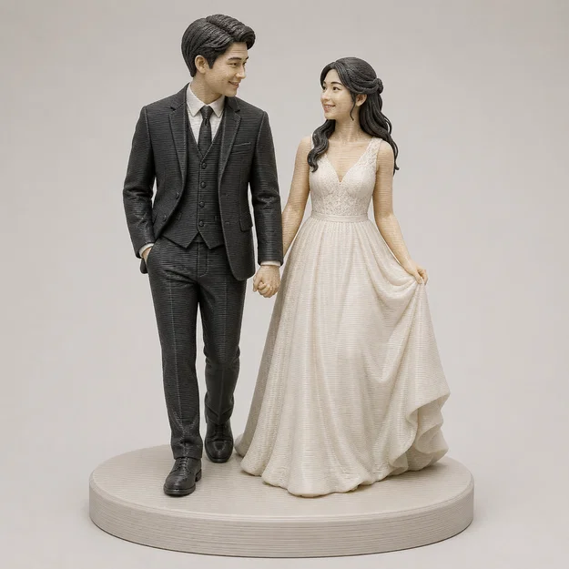 Mô hình cặp đôi châu Á trong ngày cưới in 3D trang trí đẹp mắt - Image 1