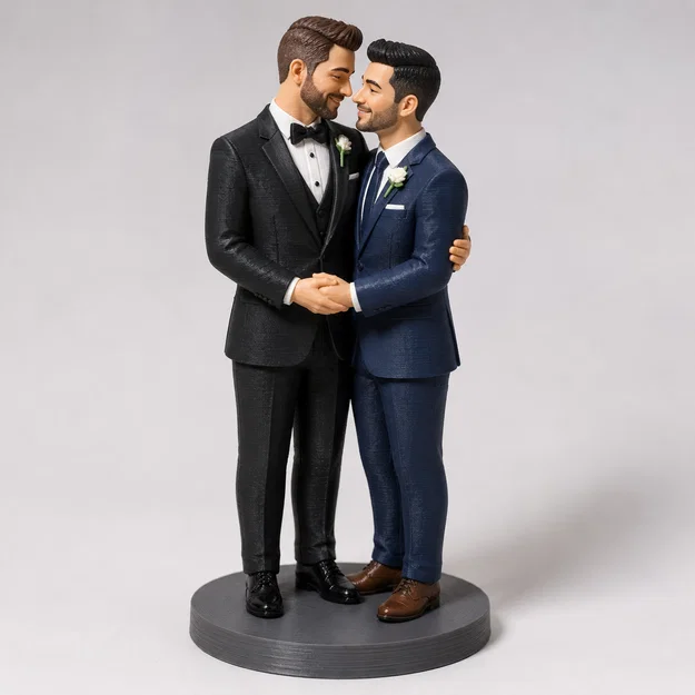 Tượng mô hình 3D cặp đôi chú rể sang trọng cho tiệc cưới - Image 1