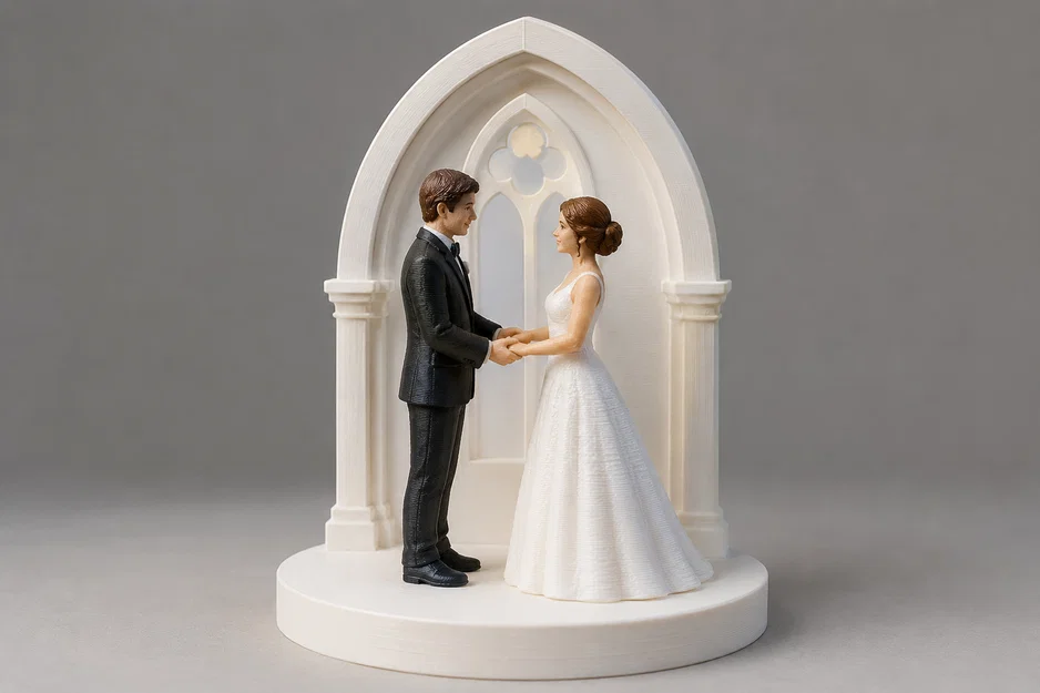 Mô hình cặp đôi đám cưới trong khung kiến trúc cổ điển 3D - Image 1