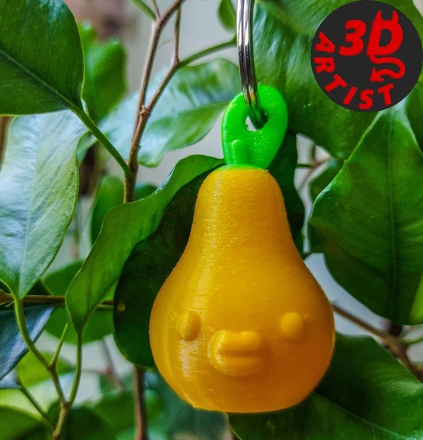 Móc khóa hình quả lê vui nhộn (Funny Pear Keychain) - Tự in 3D - Image 1