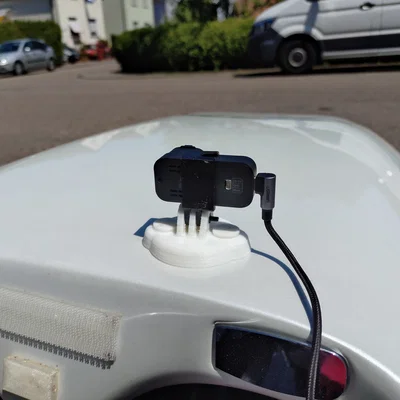 Ngàm gắn nam châm cho RunCam Thumb2 / ActionCam trên nắp capo Velomobile (FreeCAD)
