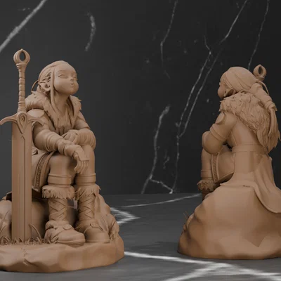 Mô hình 3D Nữ chiến binh Elf (Elf Shield Maiden Warrior) đầy ấn tượng