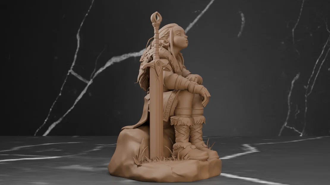 Mô hình 3D Nữ chiến binh Elf (Elf Shield Maiden Warrior) đầy ấn tượng - Image 4