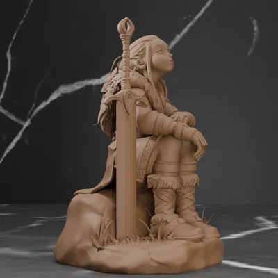 Mô hình 3D Nữ chiến binh Elf (Elf Shield Maiden Warrior) đầy ấn tượng