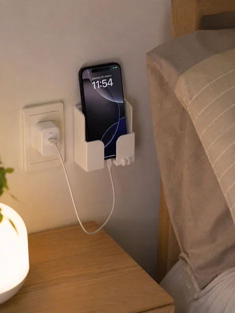 Giá đỡ điện thoại treo tường kèm khe giữ dây sạc - Image 1