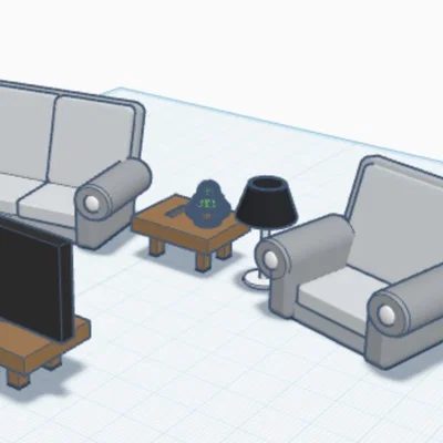 Mô hình phòng khách Sala - Thiết kế 3D nội thất tối giản tinh tế