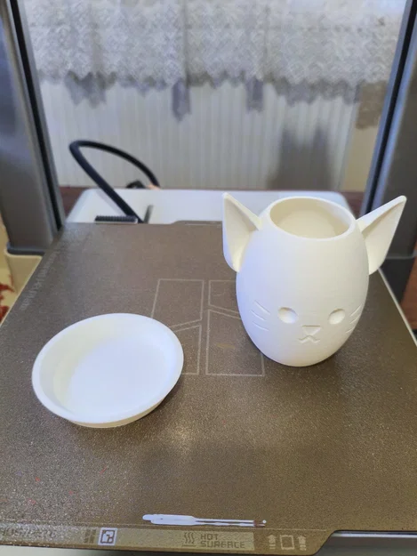 Chậu Cây Hình Mèo Đáng Yêu In 3D Kèm Đĩa Lót - Image 2