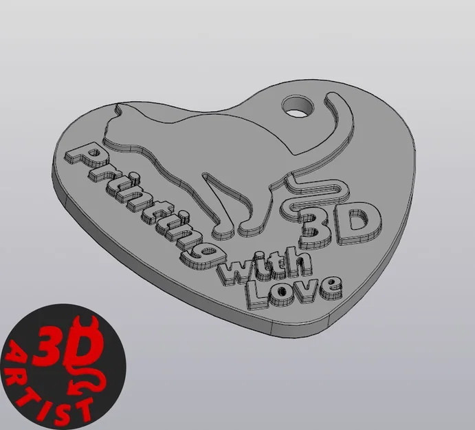 Móc khóa hình trái tim chủ đề mèo và in 3D (Valentine Keychain) - Image 2