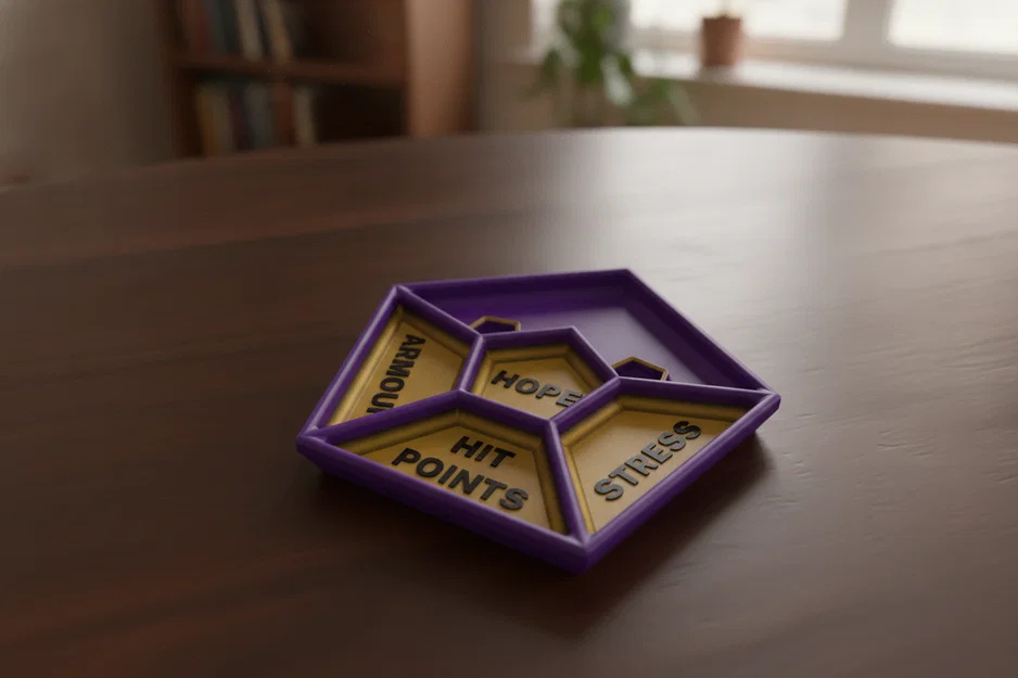 Khay đựng tài nguyên Daggerheart (Daggerheart Resource Tray) in 3D - Image 1