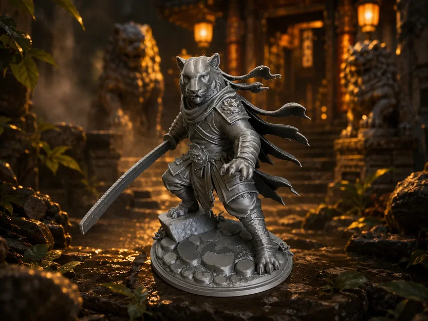 Tượng Tiger Samurai - Mô hình in 3D chi tiết cao - Image 1