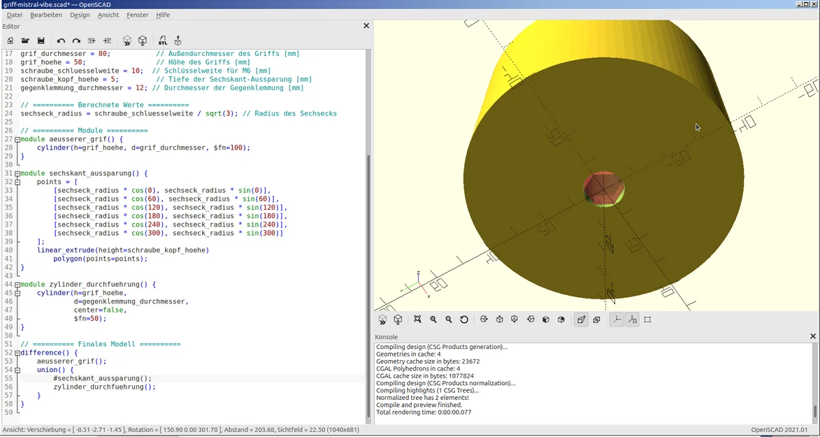 AI - OpenSCAD - Mẫu núm vặn đánh giá hiệu năng - Image 5