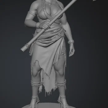 Mô hình 3D Nữ chiến binh Minotaur cầm rìu hai lưỡi ấn tượng