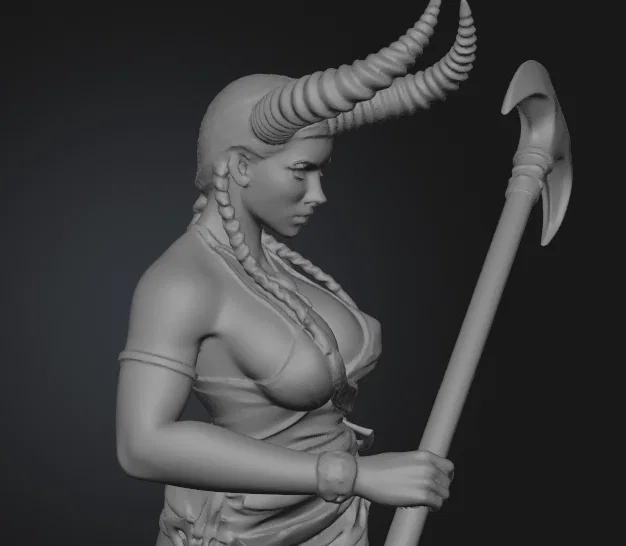 Mô hình 3D Nữ chiến binh Minotaur cầm rìu hai lưỡi ấn tượng - Image 2