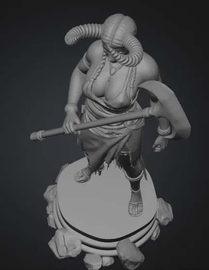 Mô hình 3D Nữ chiến binh Minotaur cầm rìu hai lưỡi ấn tượng - Image 3