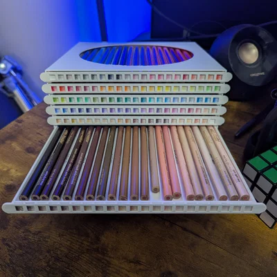 Tủ Đựng Bút Chì Màu Để Bàn với Swatch Màu Tích Hợp Mặt Trước