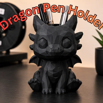 Ống cắm bút Rồng Low Poly siêu đáng yêu