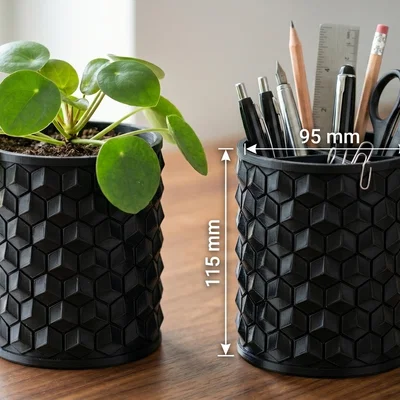 Hộp Đựng Đồ Để Bàn / Chậu Cây Họa Tiết Hình Học Hiện Đại