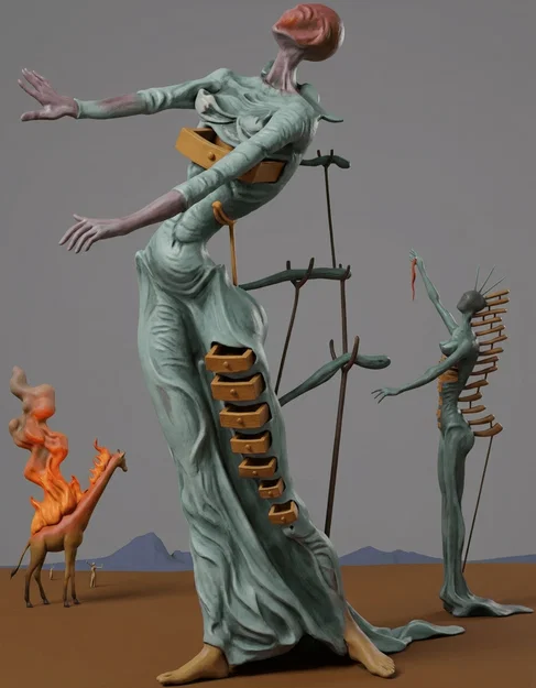 Mô hình 3D nghệ thuật The Burning Giraffe của Salvador Dalí - Image 1