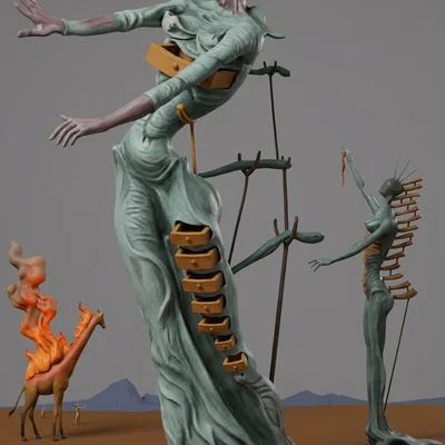 Mô hình 3D nghệ thuật The Burning Giraffe của Salvador Dalí