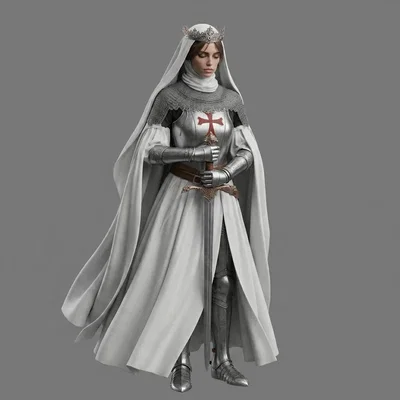 Mô hình 3D Nữ Hiệp Sĩ Thánh (Female Holy Knight) đầy đủ chi tiết