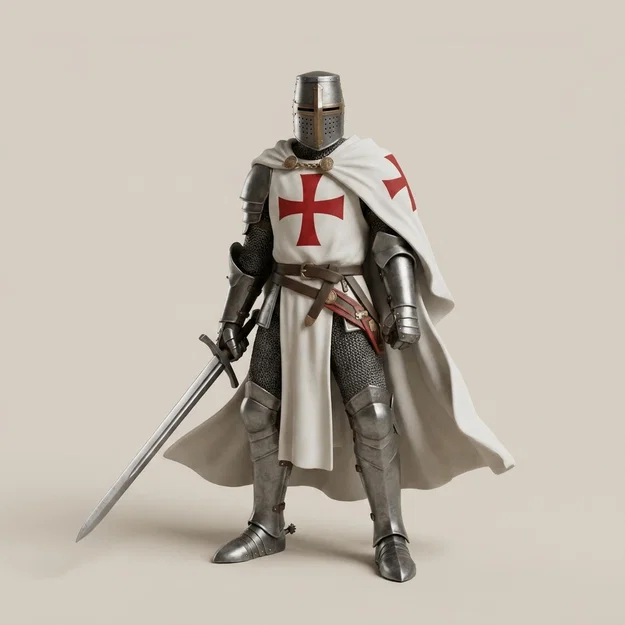 Mô hình 3D Hiệp sĩ dòng Đền (Knight's Templar) cực chi tiết - Image 1