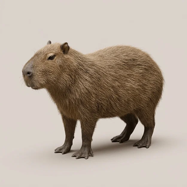 Mô hình 3D Capybara (Chuột Lang Nước) - Tượng trang trí nghệ thuật - Image 1