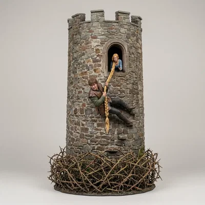 Mô hình 3D Rapunzel và Hoàng tử trong tháp cao - In 3D nghệ thuật