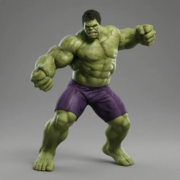 Mô hình 3D Incredible Hulk Raging: Sức mạnh siêu anh hùng trên bàn làm việc - Image 1
