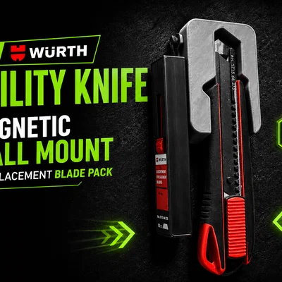 Giá treo nam châm cho dao rọc giấy Würth và hộp lưỡi thay thế - In 3D không cần support