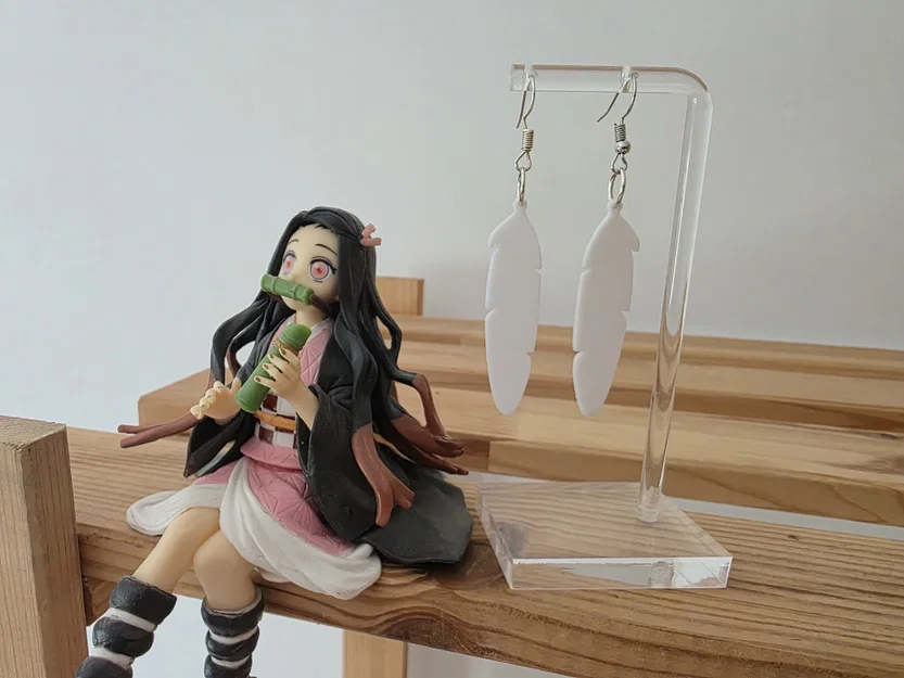 Bông tai hình lông vũ 3D xinh xắn - Mẫu in nhanh và thời trang - Image 1