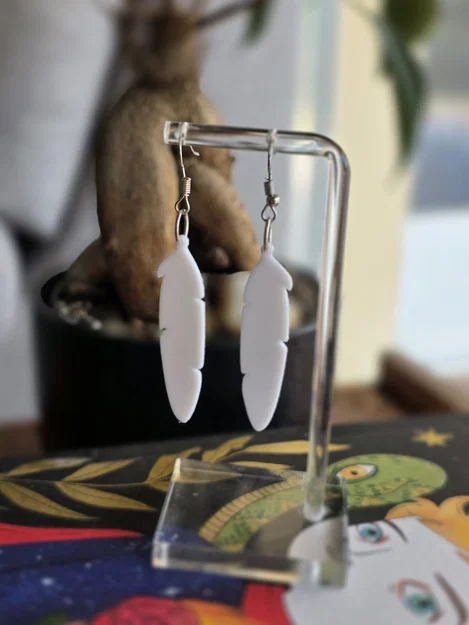 Bông tai hình lông vũ 3D xinh xắn - Mẫu in nhanh và thời trang - Image 6