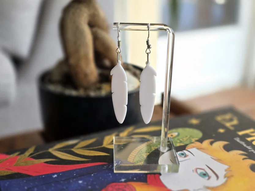 Bông tai hình lông vũ 3D xinh xắn - Mẫu in nhanh và thời trang - Image 7