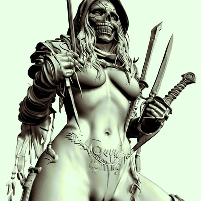 Mô hình STL Sát Thủ Skull Mask | Tượng Dark Fantasy Rogue Chi Tiết Cao