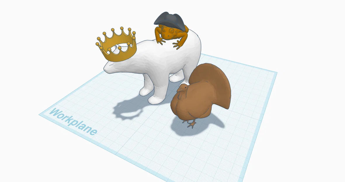 Bộ sưu tập mô hình động vật ngộ nghĩnh (Gấu, Ếch, Gà tây) in 3D - Image 1