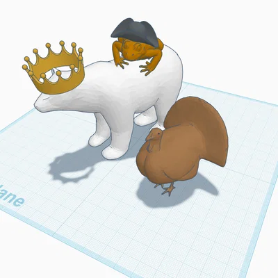 Bộ sưu tập mô hình động vật ngộ nghĩnh (Gấu, Ếch, Gà tây) in 3D