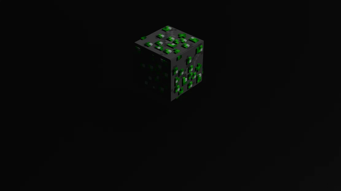 Mô hình 3D Emerald Ore phong cách Voxel Minecraft - File STL OBJ GLB - Image 1